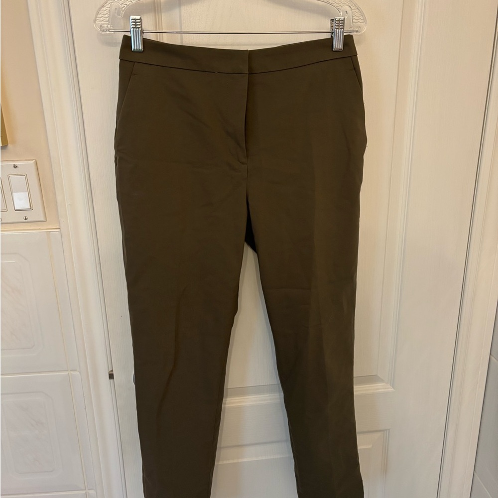 Olive Green Slim Dress Pants